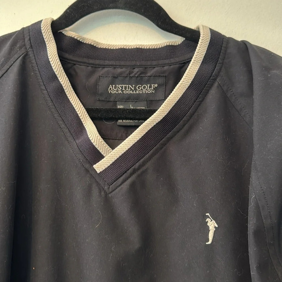 Black Austin Golf Tour Collection Pullover Windbreaker Sweater Size Large - Picture 2 of 7
